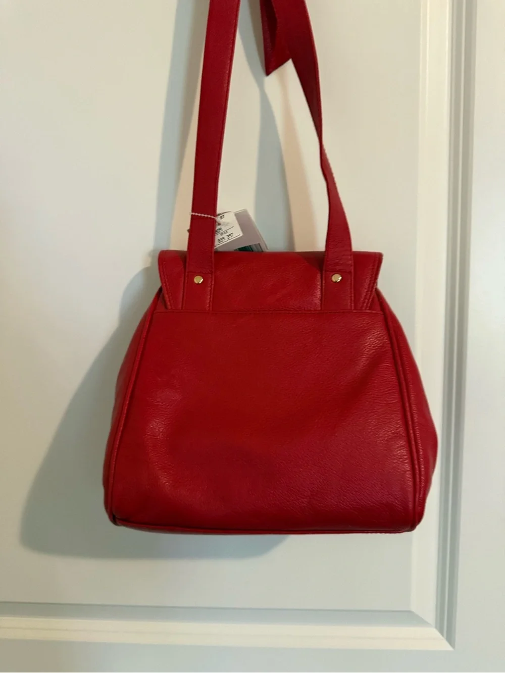 Liz Claiborne Red Leather Shoulder Bag with Gold-Tone Emblem